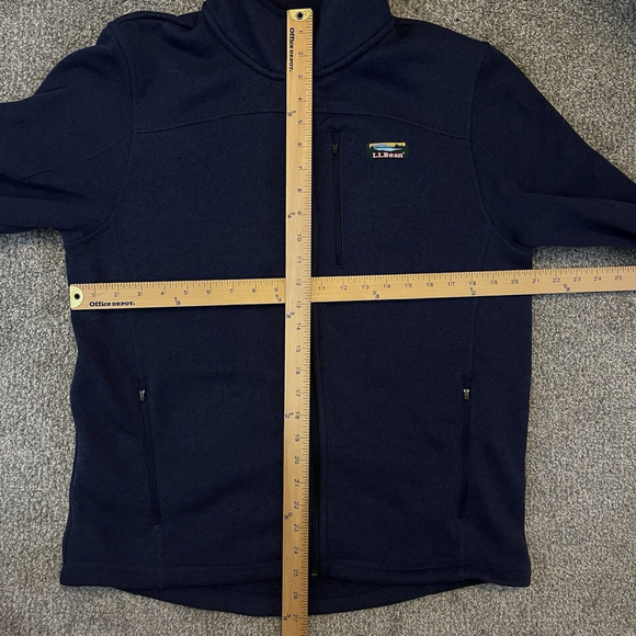 L.L. Bean Mens Size Medium Blue Fleece Zip Up Jacket Sweatshirt Slightly Fitted - Picture 6 of 7